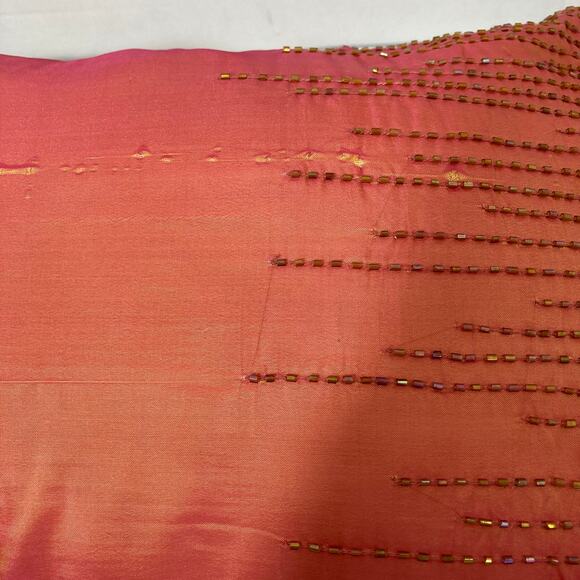 Beaded rectangular coral accent pillow, sofa or bed decorative home decor - Picture 5 of 9